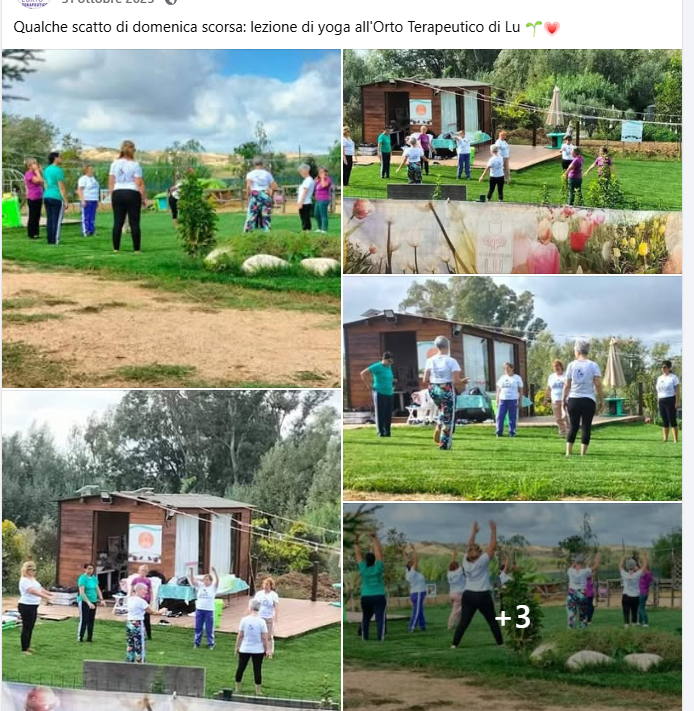 Lezione di yoga all'Orto Terapeutico di Lu